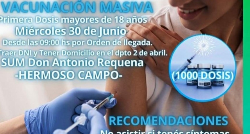 RADIOKTUBRE INFO…- MASIVA VACUNACIÓN EN HERMOSO CAMPO..-Por Simón Suarez..VER MAS