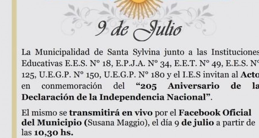 RADIOKTUBRE INFO…SANTA SYLVINA CELEBRA EL 9 DE JULIO EN FORMA VIRTUAL-.. -Por Simón Suarez..VER MAS